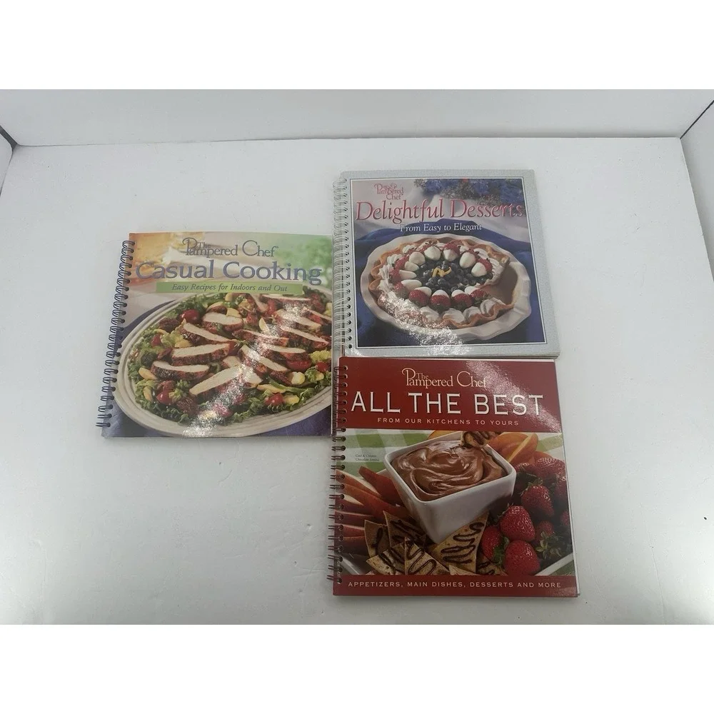 Pampered Chef 3 Spiral Cookbooks: Casual Cooking, All the Best & Desserts